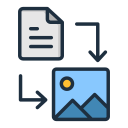 Logo showing a paper with arrow originating from it pointing at an image icon